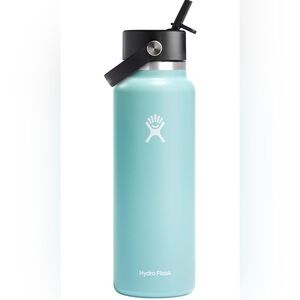 Dew Blue Hydro flask 40oz Wide Mouth with Flex Straw Cap